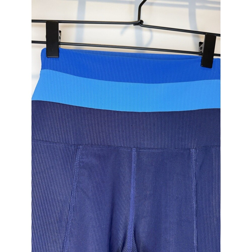 Beach Riot Amalfi Pant Stretchy Ribbed In Marine Colorblock Navy Blue Size Small - Picture 2 of 7